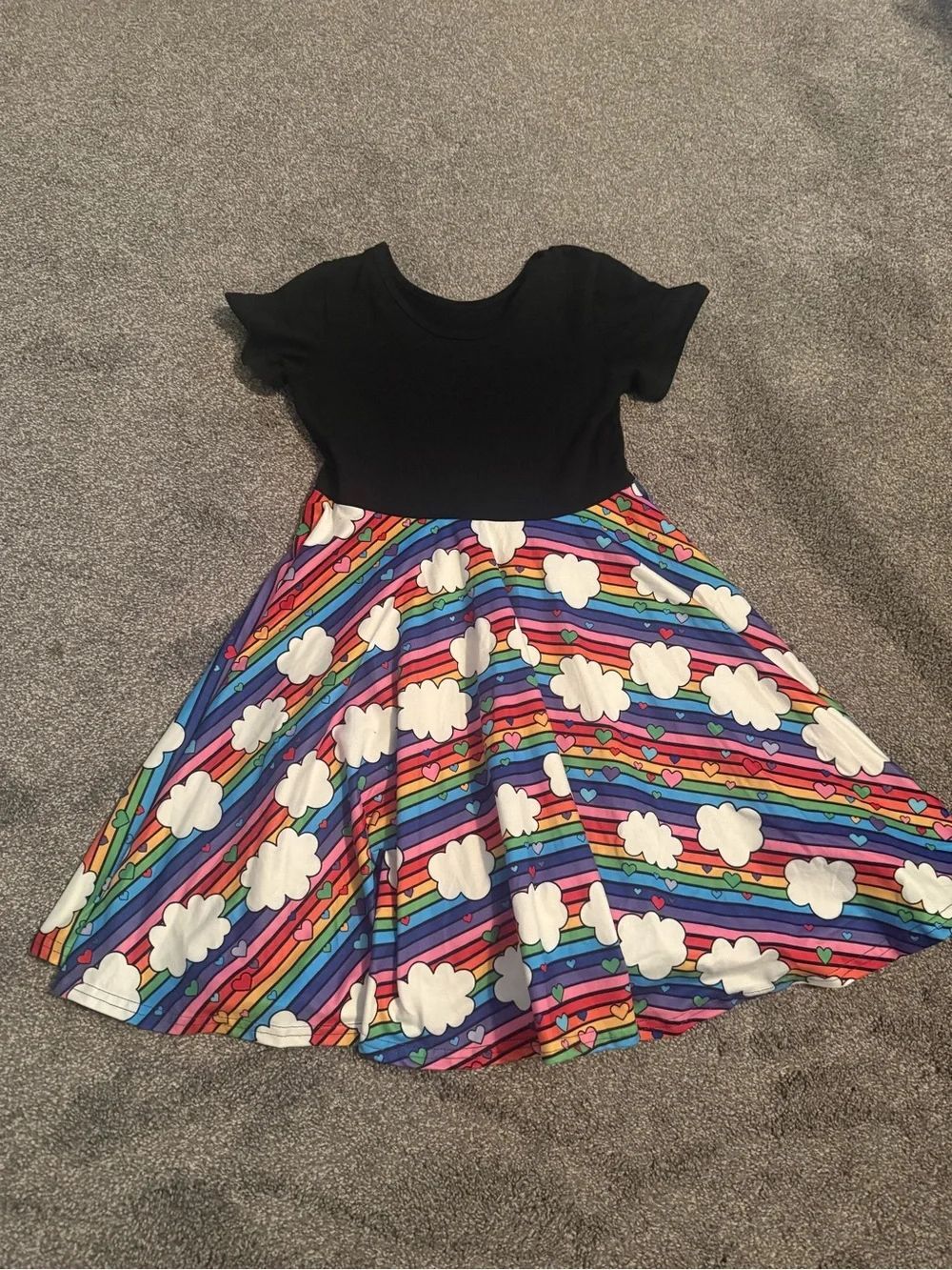 Handmade Rainbow Cloud Skater Dress Sz 6
